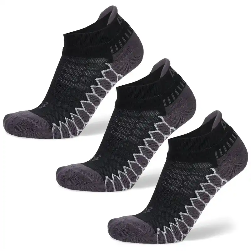 Balega Silver No Show Sokken, Zwart, 3-pack S Op = Op