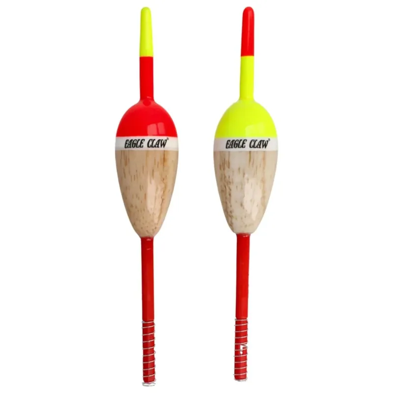 Eagle Claw balsa veer ovale drijvers, 7/8" x 6", rood/geel Seizoensaanbieding
