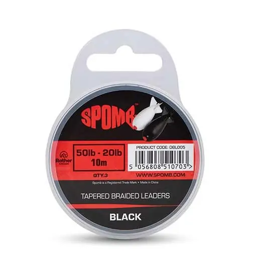 Tijdelijk Beschikbaar Spomb Tapered Braided Leaders 10m 20-50lb (3 Stuks) Black