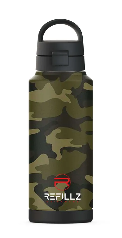 Refillz Camou Bottle Urban Green/Black Drinkfles 1000ml Rechtstreeks Van De Fabrikant