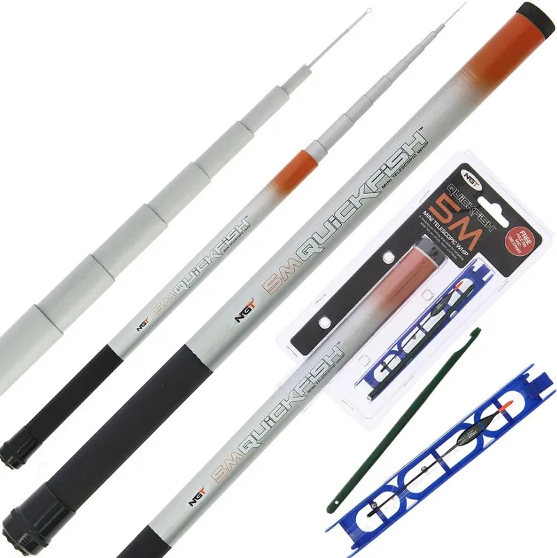 Dagaanbieding NGT Quickfish Combo Compact Whip Vaste Hengel 5m (Incl. Tuigje & Onthaker)