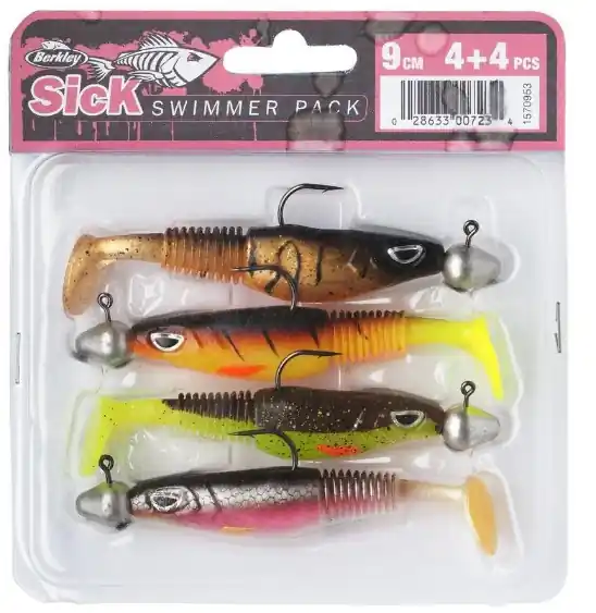 Meest Verkocht Berkley Sick Swimmer Pre-Rigged Shads 9cm (4 stuks)