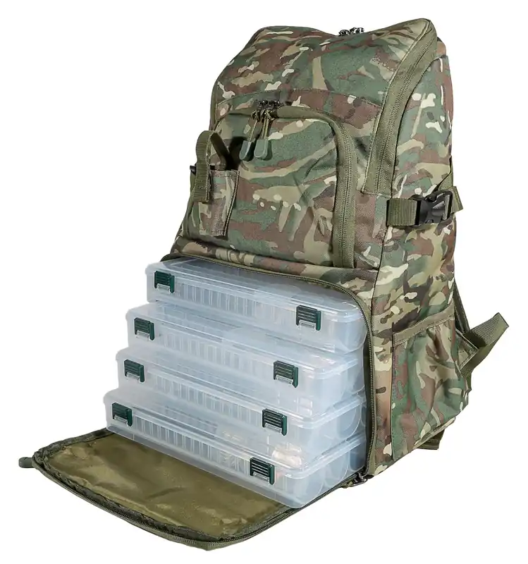 Direct Verzonden Ultimate Ultra Backpack Camo (Incl. 4 Tackleboxen & Raincover!)