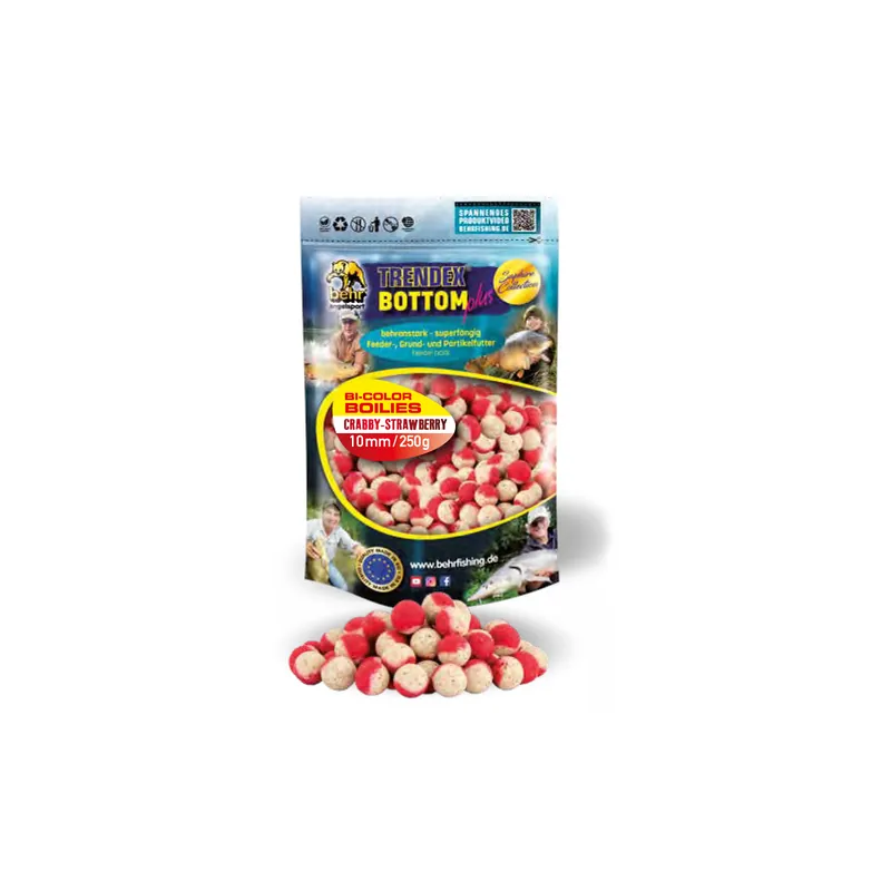 Weekendaanbieding Behr Trendex Bi-Color Boilies Crabby-Strawberry (250g) 10mm