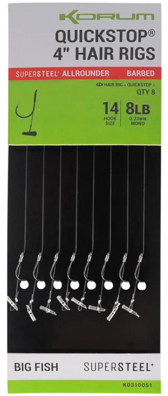 Rechtstreeks Van De Fabrikant Korum Quickstop Barbed Hair Rigs, 8 stuks! 8
