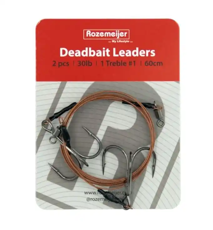 Betaalbaar Rozemeijer Deadbait Leaders 1x #1 Treble 60cm 30lb (2 Stuks)
