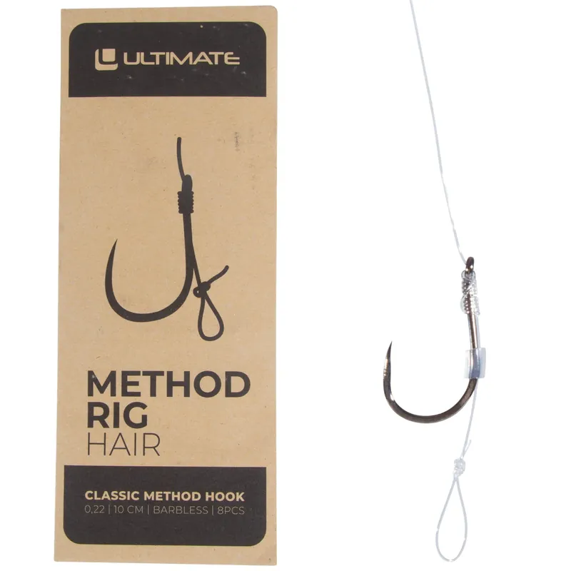 Hoge Kwaliteit Ultimate Method Rig With Hair Barbless 10cm 0.22mm (8 Stuks) 8