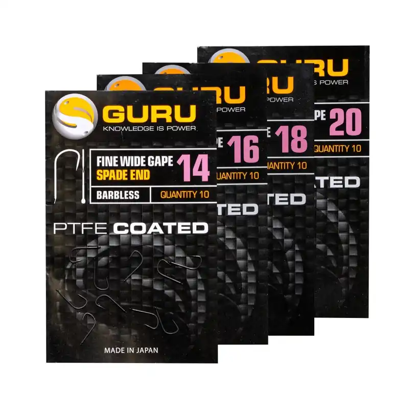 Veilige Betaling Guru Fine Wide Gape Witvis Haken Barbless (10 Stuks) 14