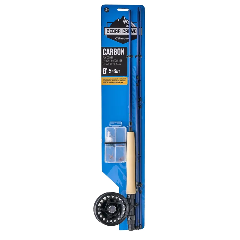 Aanbieding Shakespeare Cedar Canyon Carbon 8ft Vliegvishengel Kit (4-Delig) 7/8