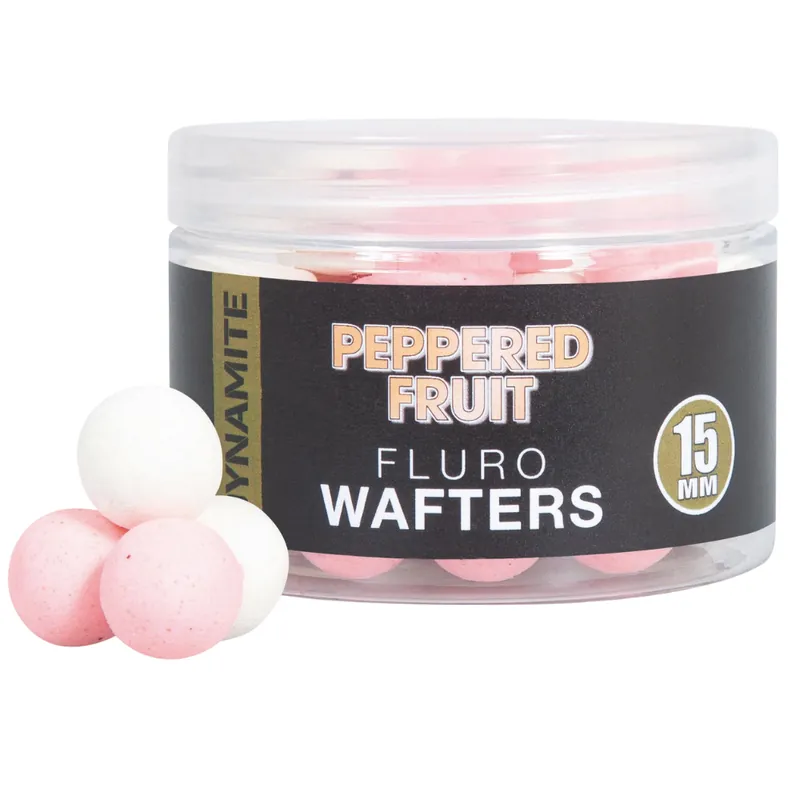 Exclusieve Aanbieding Dynamite Baits Peppered Fruit Fluoro Wafters (15mm)