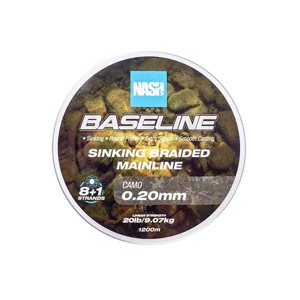 Nu Kopen Nash TT Baseline Sinking Braid UV Yellow Gevlochten Lijn (600m) 20lb/0.20mm