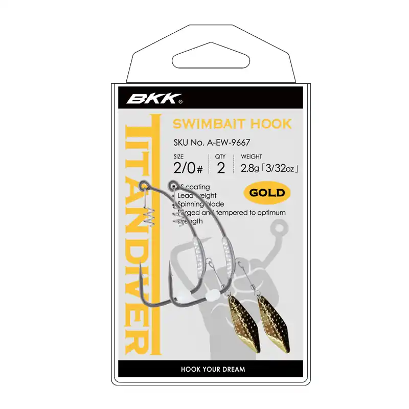 Gratis Retour BKK Titandiver Gold Softbait Haken (2 Stuks) 3/0 - 1/8oz