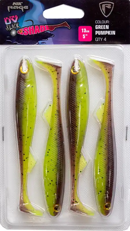 Beperkt Aanbod Fox Rage Slick Shad Ultra UV Green Pumpkin 7cm 5pcs