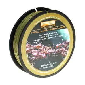 Hete Deal PB Products Hollow Kevlar Leader/Voorslag 50m (80lb) Gravel
