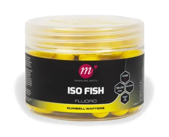 Laatste Versie Mainline ISO Fish Fluoro Dumbell Wafters 12x15mm Pink