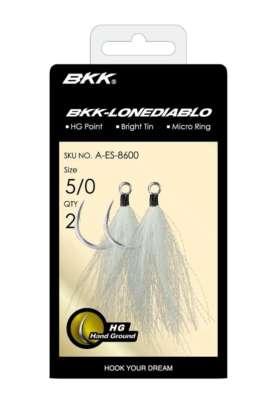 BKK Lone Diablo BT White Bucktail Zeevis Haak (2 Stuks) 2/0 Gecertificeerd