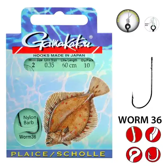 Alleen Vandaag Gamakatsu Flatfish Worm 36 60cm maat 002 (0.35mm)