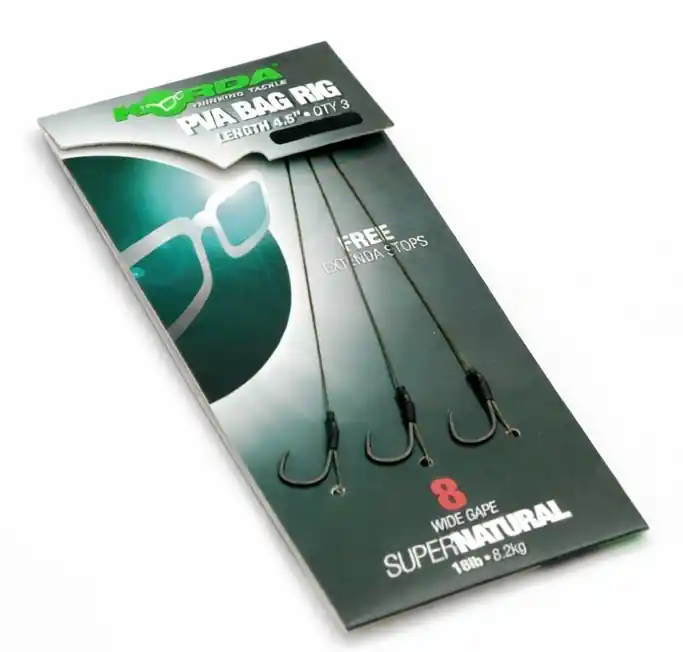 Hoge Kwaliteit Korda Solidz PVA Ready Rig 'Barbless' Karper Onderlijn (18lb) (3 stuks) 4