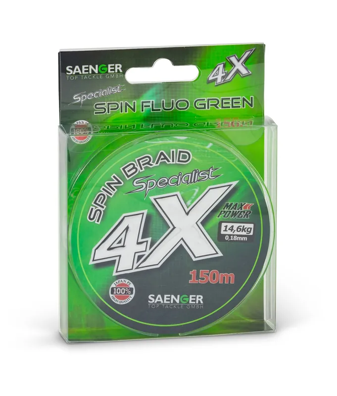 Saenger 4X Specialist Spin Braid Fl.Gr. 150m 0.18mm (14.6kg) Actieprijs