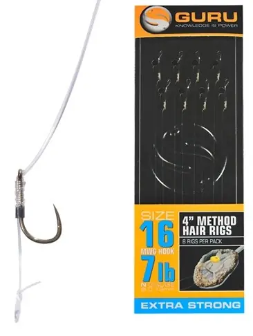 Guru Method Hair Rig 10cm (8stuks) 10cm 0.22mm Maat 12 (8stuks) Nieuw