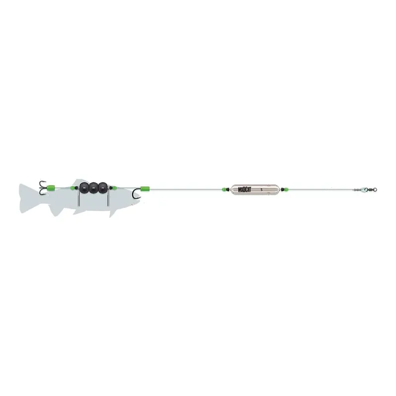 Beperkte Voorraad Madcat Adjusta Profi River Rig Noseclip Meervalonderlijn 180cm (100lb) 3/0+10/0