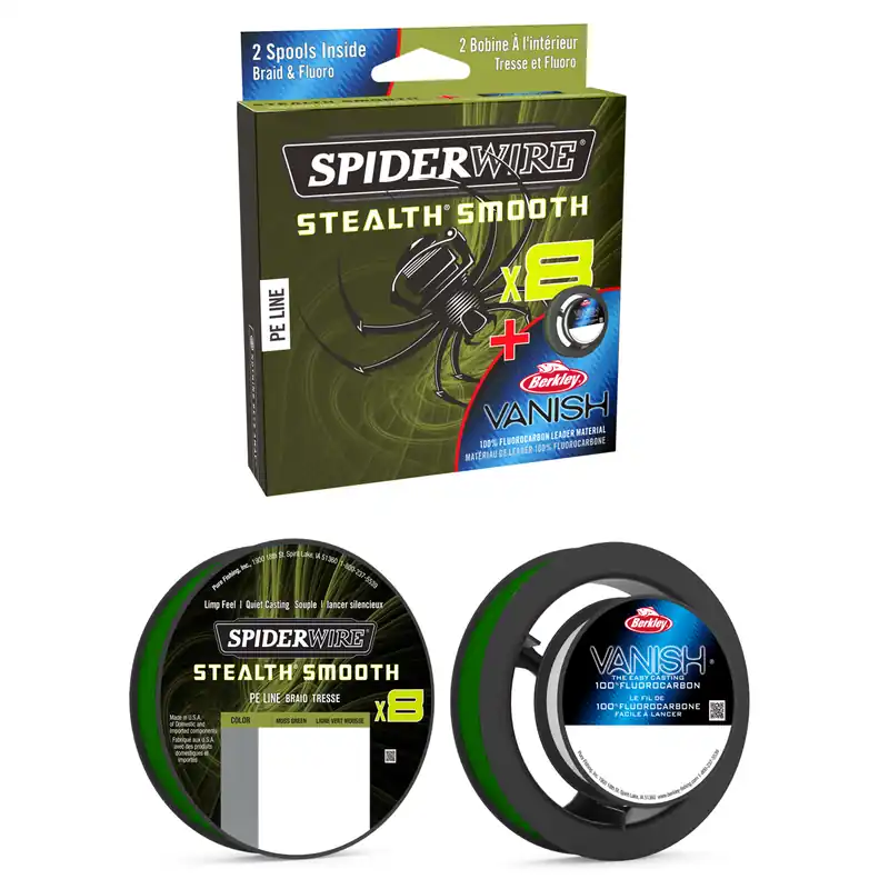 SpiderWire Stealth Smooth 8 and Berkley FC Duo Spool 0.13mm (11.2kg) & 0.40mm (10kg) Actieprijs
