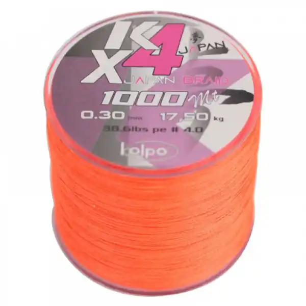 Kolpo K Braid X4 Orange Gevlochten Lijn 1000m 0.18mm Koop Online