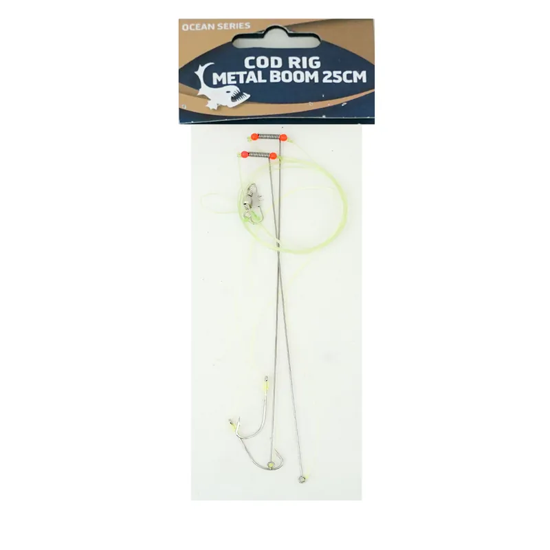 Eurocatch Fishing Cod Rig Metal Boom 25cm 2-Hooks | Maat 5/0 - Kabeljauw onderlijn Populair