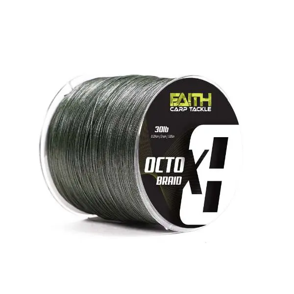 Finale Uitverkoop Faith OctoX8 Braided Line | Green | Gevlochten Lijn | 30lb | 0.20mm | 1000m