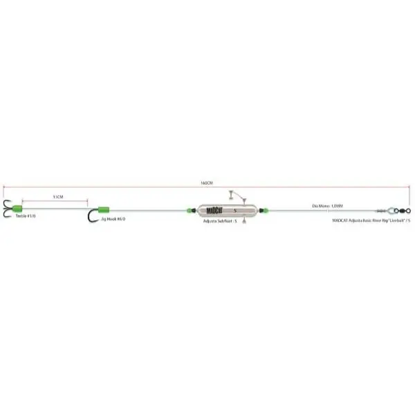 Madcat Adjusta Basic River Rig | Onderlijn | Livebait | Maat S Bestel Nu