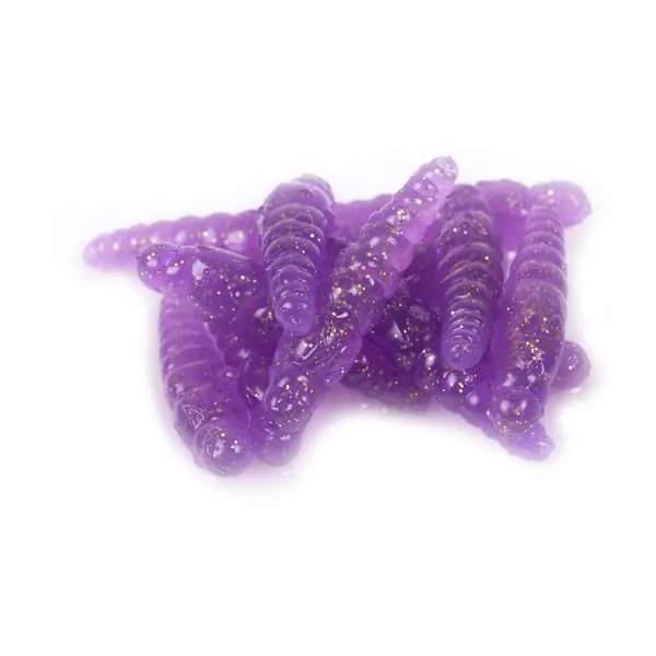 Direct Verzonden Libra Lures Largo Slim Larve | Purple Glitter | 3.4cm | 12 Stuks