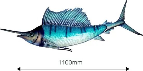 Eurocatch Sailfish Wanddecoratie - 110cm - 3-D Metaal en Glas - kunst -Cadeau Tip Premium