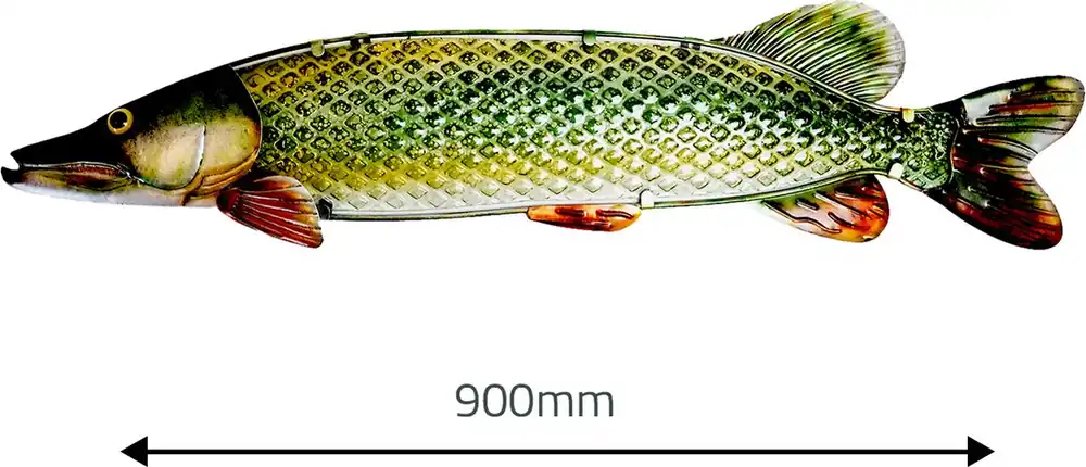 Eurocatch Snoek Muurdecoratie - 90cm - 3-D Metaal en Glas Merkproduct
