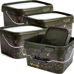 X2 Bat Tackle Camoflage Emmer - Per 4 stuks - 5L - Camo - Bewaaremmer - Voeremmer - Aasemmer - Boilie emmer - Bait Bucket Gereduceerde Prijs