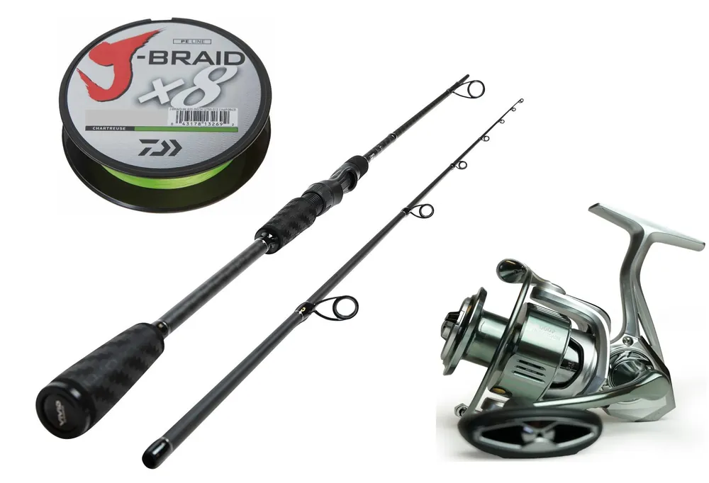 Finale Uitverkoop DLT Vivid Zeebaars Set - Hengel 3.00m - 30-100gr - 300m Daiwa Gevlochten lijn - Molen Revolution maat 5000 - Complete set