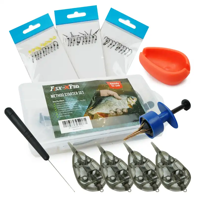 FishXpro Method starter set - Complete Methodvis Set - Onderlijnen - Methodkorven - Pelletbander & Boilienaald Korting