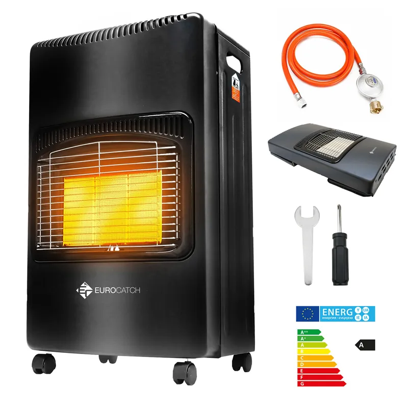 Eurocatch Gaskachel - Mobiele kachel Incl. Slang en Drukregelaar - Zwart - 4200W Koop Online