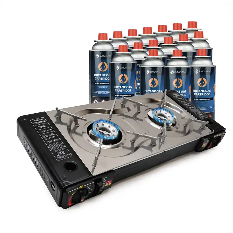 Bestseller Eurocatch Dual Gas Stove 2 pits Kooktoestel op gas - 16 Gasbussen