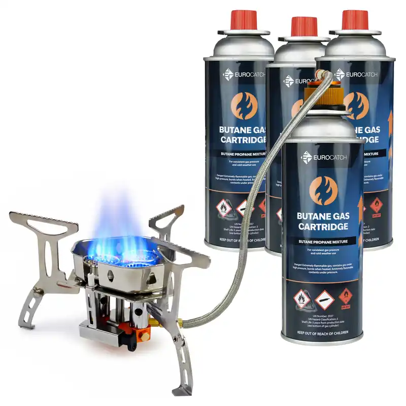 Eurocatch Opvouwbare Gasbrander Turbo 6800W - Met Connector - Incl. 4 gasflessen - Draagkoffer Shop Nu