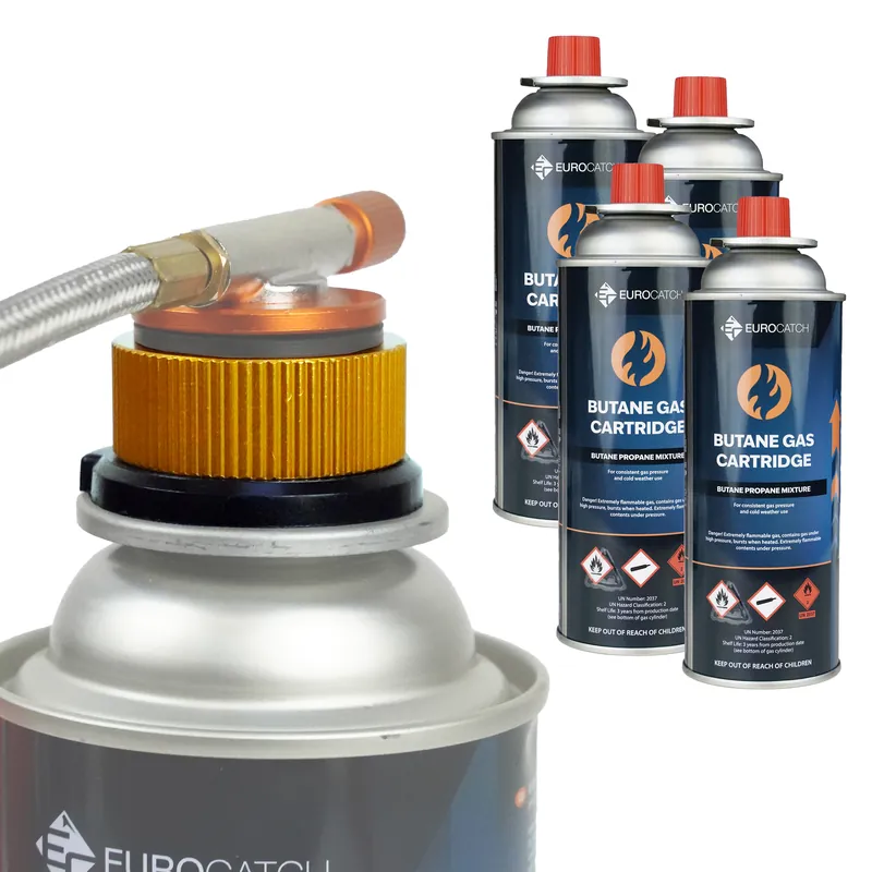 Koop Online Eurocatch Gasadapter Schroefdraad naar Bajonet - Connector B188 naar 227gr Cartridge - incl 4 gascartidges