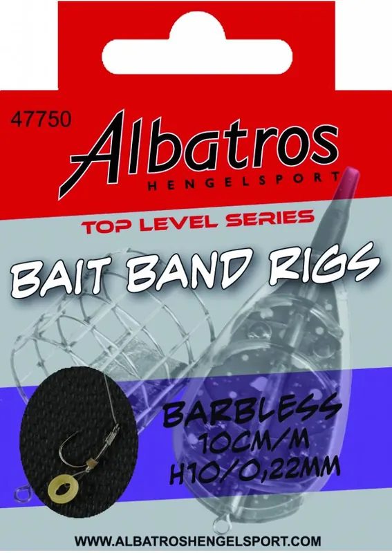 Voordeelprijs ALBATROS HENGELSPORT Toplevel Baitband Rig Medium Barbless 10cm (8stuks) Haak 10/22mm