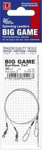 Must-Have DRAGON 7x7 AFW Biggame Stalen Snoek Onderlijn (2stuks) 30kg 40cm
