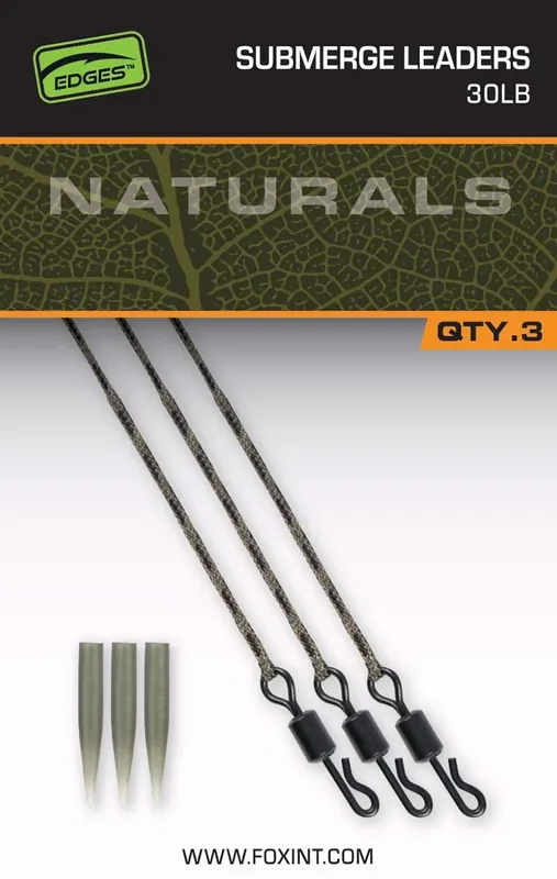 FOX Naturals Submerged Leaders (3stuks) 40lb Gratis Retour