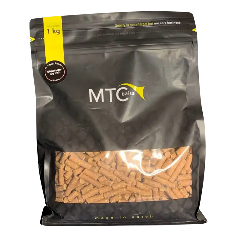 Koop Online MTC BAITS Pellet Hi-Attract Strawberry Big Fish (1kg) (6mm)