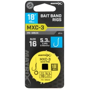 MATRIX MXC-3 Bait Band Rigs Barbless 45cm (8stuks) Size 12 - 0.20mm Gereduceerde Prijs