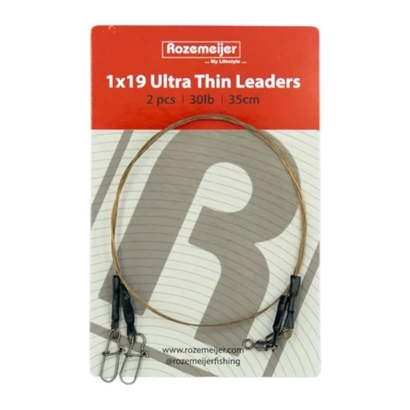 ROZEMEIJER 1x19 Super Dunne Stalen Onderlijn (35cm) (2stuks) 15lb Voordeelprijs