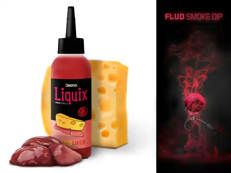 Laatste Versie Delphin fluo dip liquix kaas en lever 100 ml