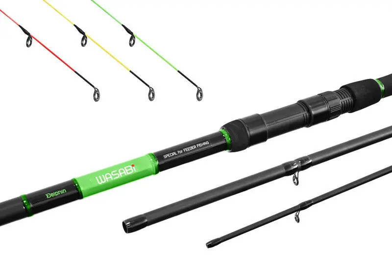 Koop Vandaag Delphin wasabi feeder NXT 3,30 meter + 3 toppen