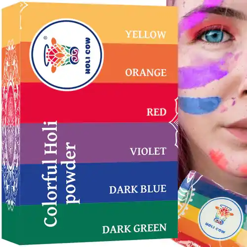 Bestseller Holi Cow Kleurenpoeder Set - 6 x 100g - 6 Levendige Kleuren