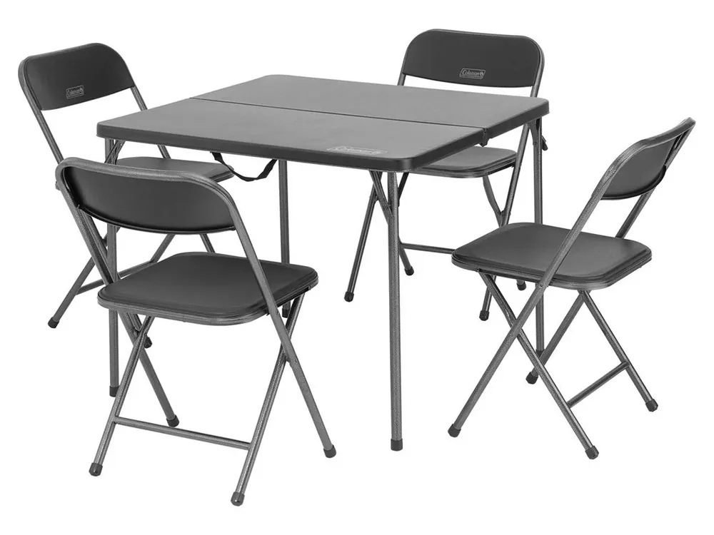 Exclusieve Aanbieding Coleman Campingtafel met Stoelen – 4 Personen – Inklapbaar – Aluminium – Zwart